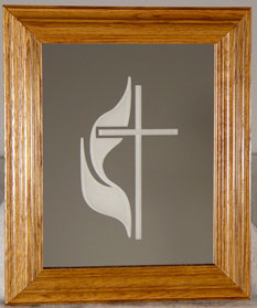 Framed mirror sample of cross