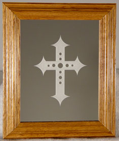 Framed mirror sample of cross