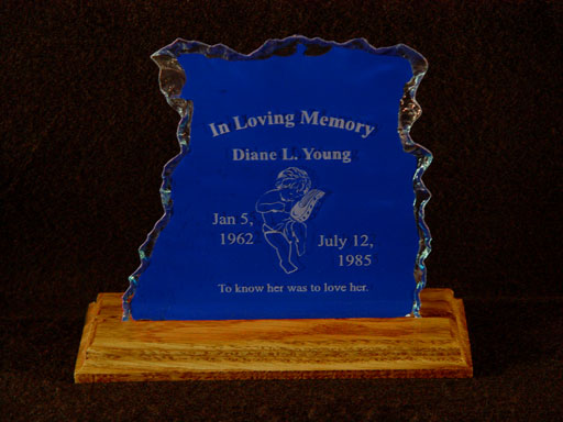 Etched glass memorial plaques