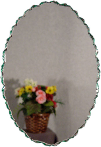 Oval frameless chipped Edge Mirror